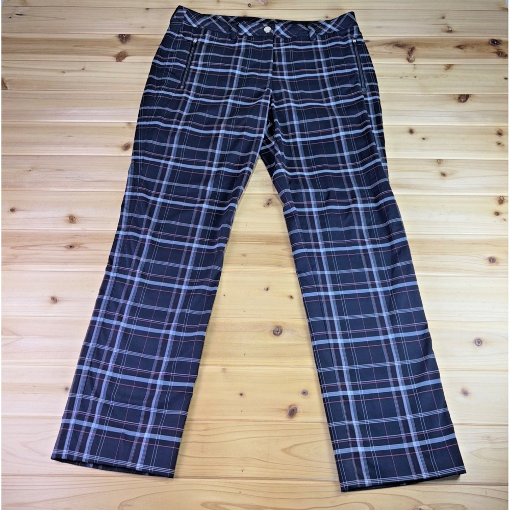 N'Vo by Lanctot Pants Womens 8 Black and Pink Plaid Straight Leg Dress Pants